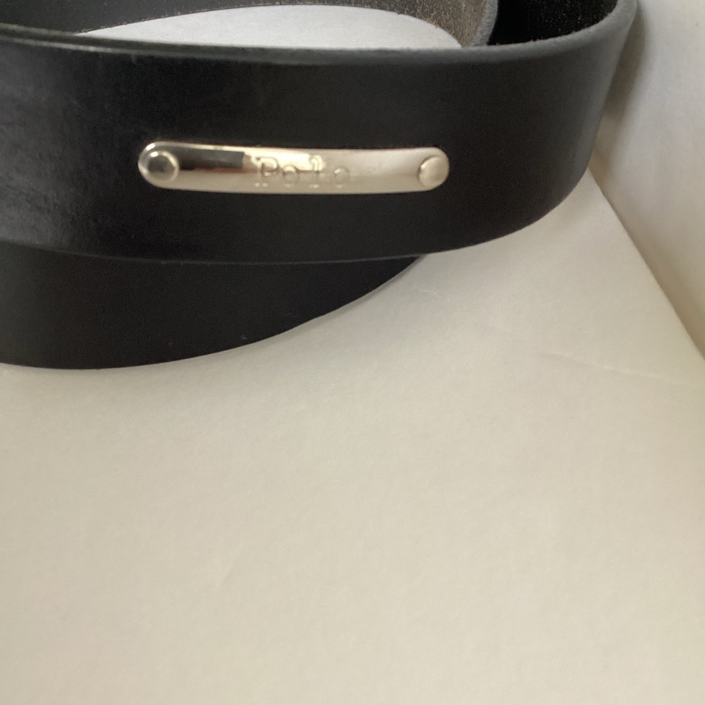 Polo Ralph Lauren Belt Mens 36/90 Black Italian Saddle Leather - Picture 2 of 15